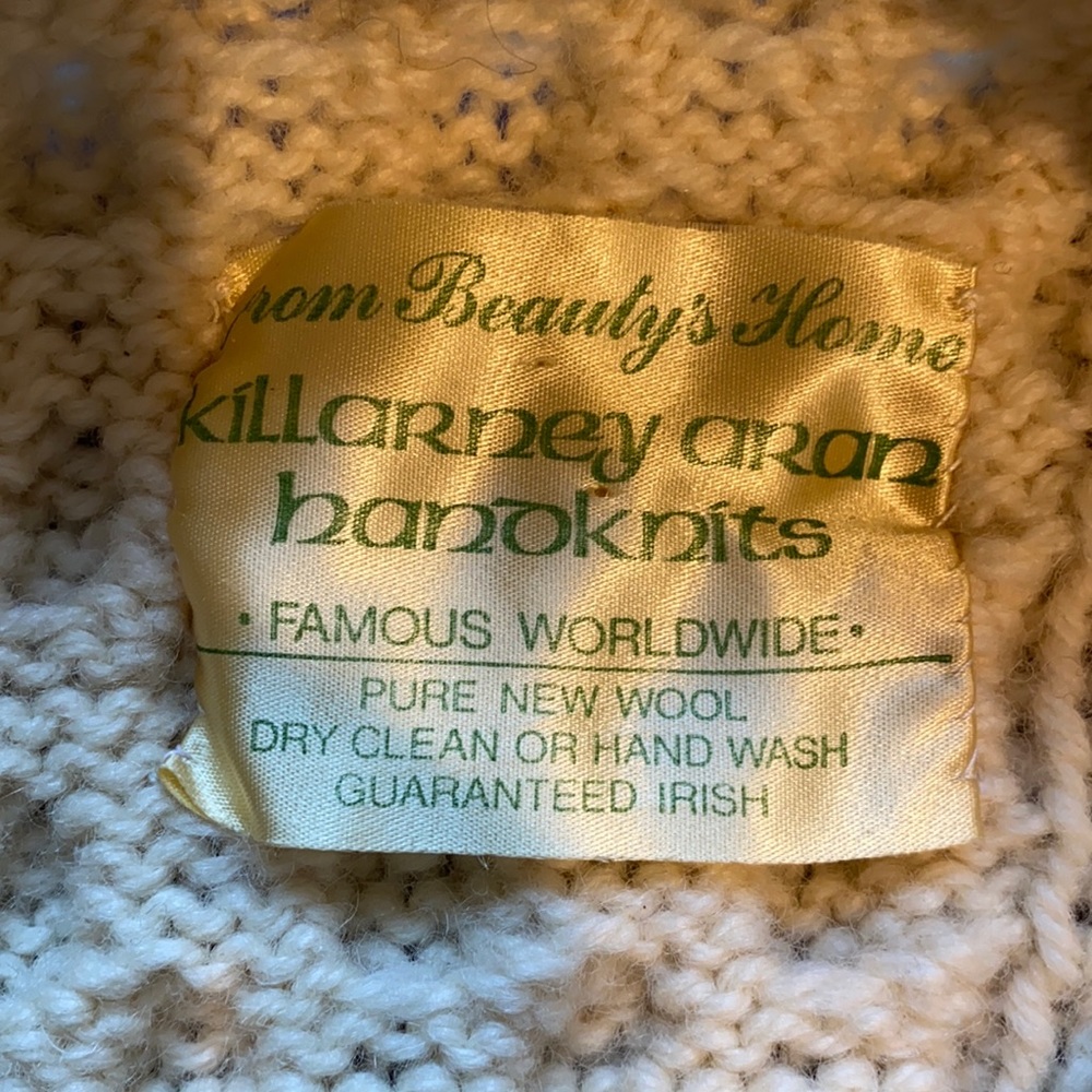 Vintage Killarney Aran Handknit Cable Knit Fisherman Sweater: Size Medium - Picture 4 of 10